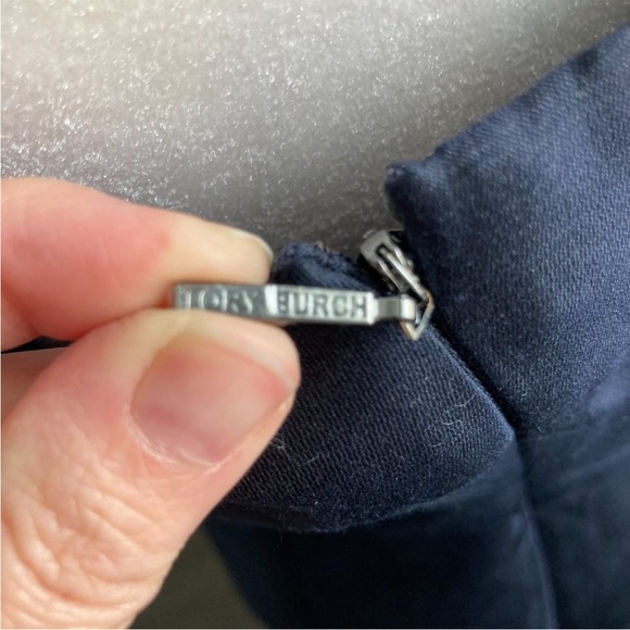 TORY BURCH Navy 100% SILK Embroidered Midi Formal Dress NWOT SZ 10 - Picture 4 of 7